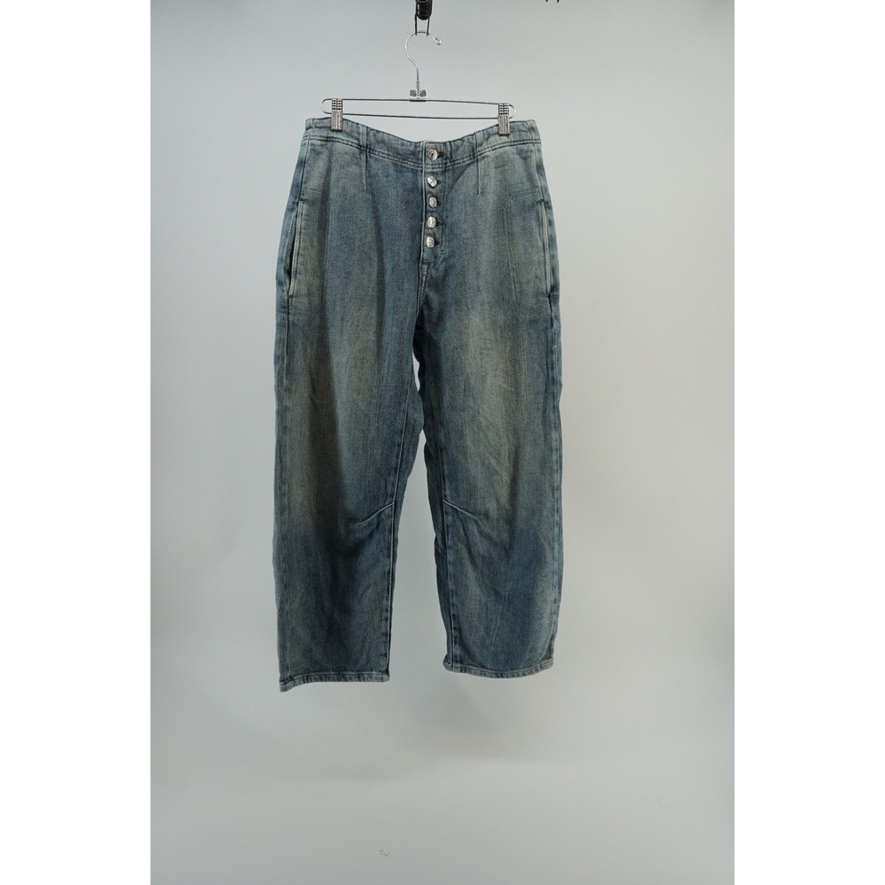 WE THE FREE X FREE PEOPLE OSAKA MID RISE BARREL Boho Artisan Light Wash Blue 25 - Picture 3 of 12